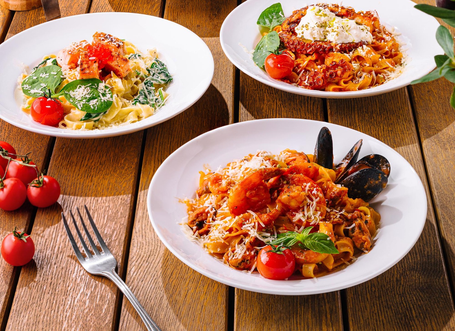 Trio of pasta dishes